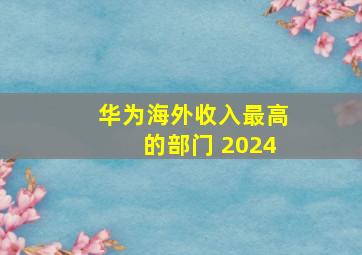 华为海外收入最高的部门 2024